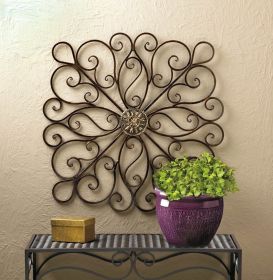 Elegant Scrollwork Wall Art Decor - Intricate Metal Wall Hanging for Home and Office Elegant Scrollwork Wall Art Decor - Intricate Metal Wall Hanging for Home and Office