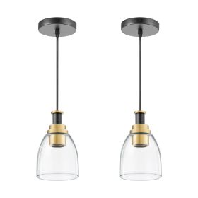 VEVOR 1-Light Pendant Light, 2 Pack, Kitchen Island Lights with Clear Glass Shade & Hanging Cord, Black and Gold Finish, Adjustable Height VEVOR 1-Light Pendant Light, 2 Pack, Kitchen Island Lights with Clear Glass Shade & Hanging Cord, Black and Gold Finish, Adjustable Height