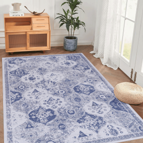5x8 Blue Washable Area Rug – Non-Slip, Kid & Pet Friendly 5x8 Blue Washable Area Rug – Non-Slip, Kid & Pet Friendly